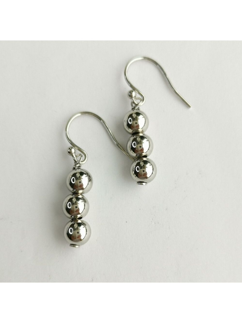 Sterling Silver Ball Bead Dangle Earrings 🆕